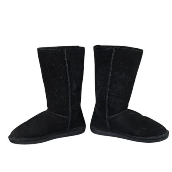 Bearpaw Shoes Women 9 Boot Winter Tall Emma Leather Sheepskin Warm Comfort Black - Picture 15 of 16